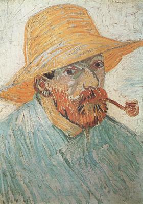 Vincent Van Gogh Self-Portrait with Pipe and Straw Hat (nn04) Norge oil painting art
